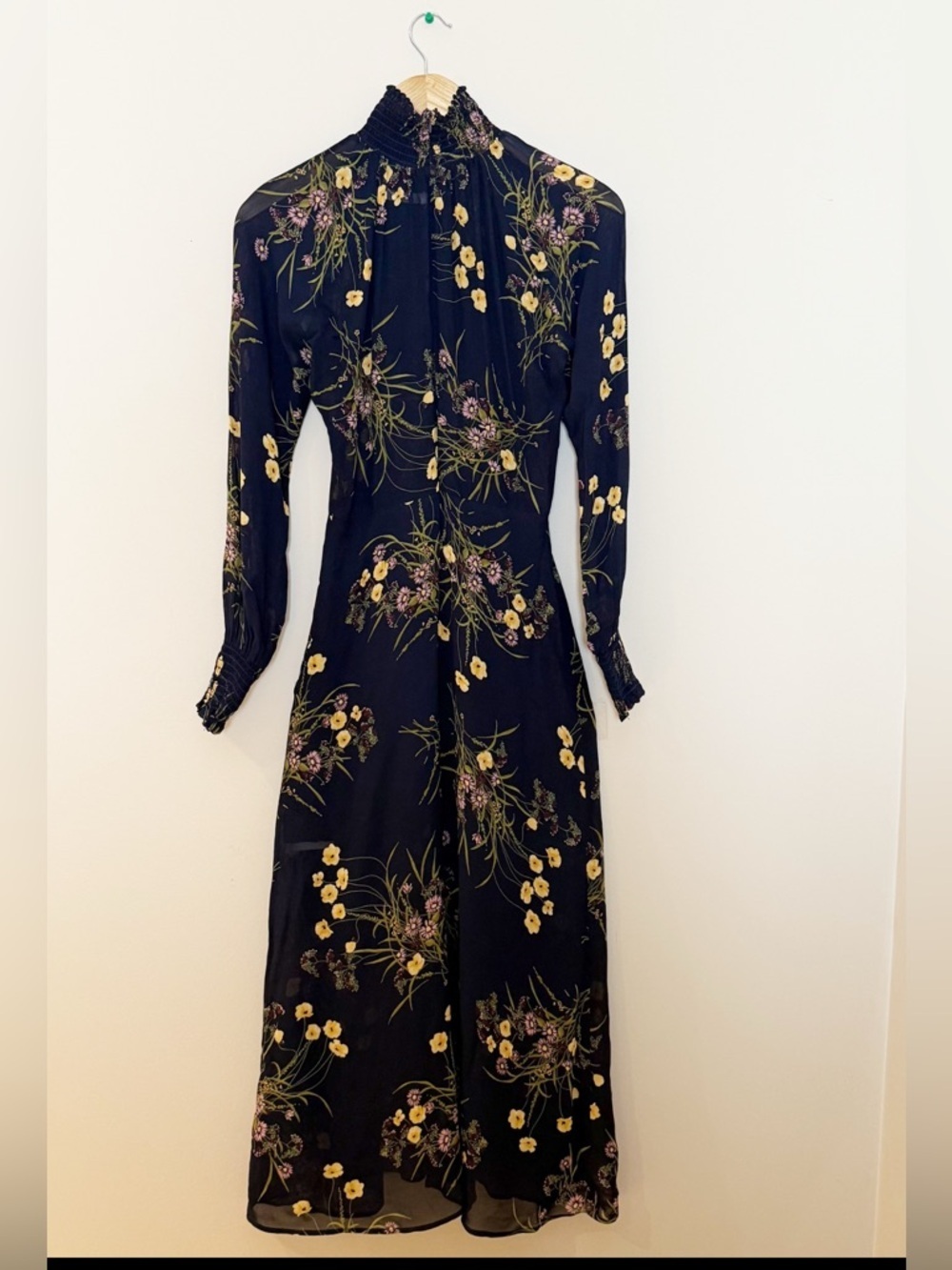 Reformation Valentin Dress in Anastasia - Black Green Floral long sleeve SIZE 0 - Picture 6 of 11